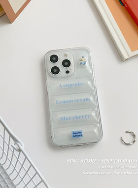 SINGSTORE 韩国ins小众创意字母甜品适用14promax苹果13手机壳14pro新款透明气囊羽绒服iphone11硅胶软壳12女