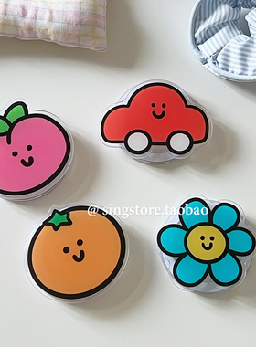 韩国ins可爱橘子桃子表情Magsafe磁吸手机气囊支架可伸缩折叠粘贴