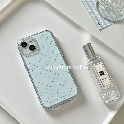 原创温柔蓝色波点16promax手机壳