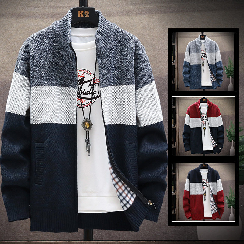 跨境批发男士外套春秋季新款潮流宽松大码纯色百搭休闲上衣夹克男,男装,针织衫/毛衣,淘宝优惠券,粉丝福利购,淘宝优惠卷