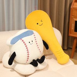 可爱棒球毛绒玩具卡通棒球棒创意公仔玩偶娃娃礼物可定制