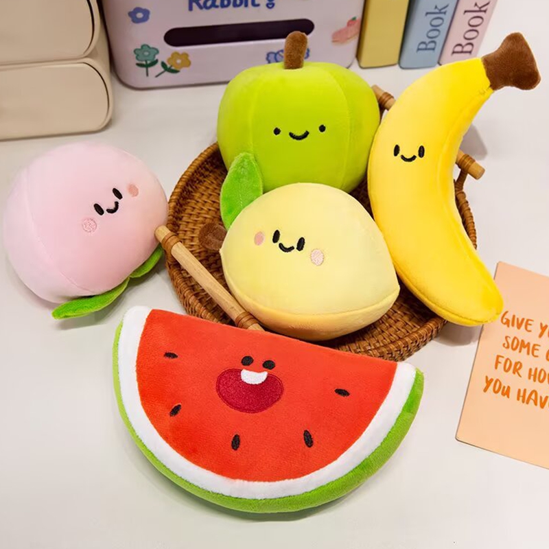 柠檬香蕉西瓜桃子水果毛绒公仔挂件卡通红苹果青苹果玩具抱枕礼物