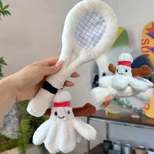 仿真羽毛球拍毛绒玩具公仔挂件