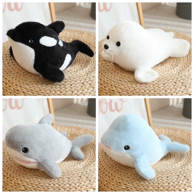 海洋馆动物鲸鱼虎鲸海豹毛绒玩具