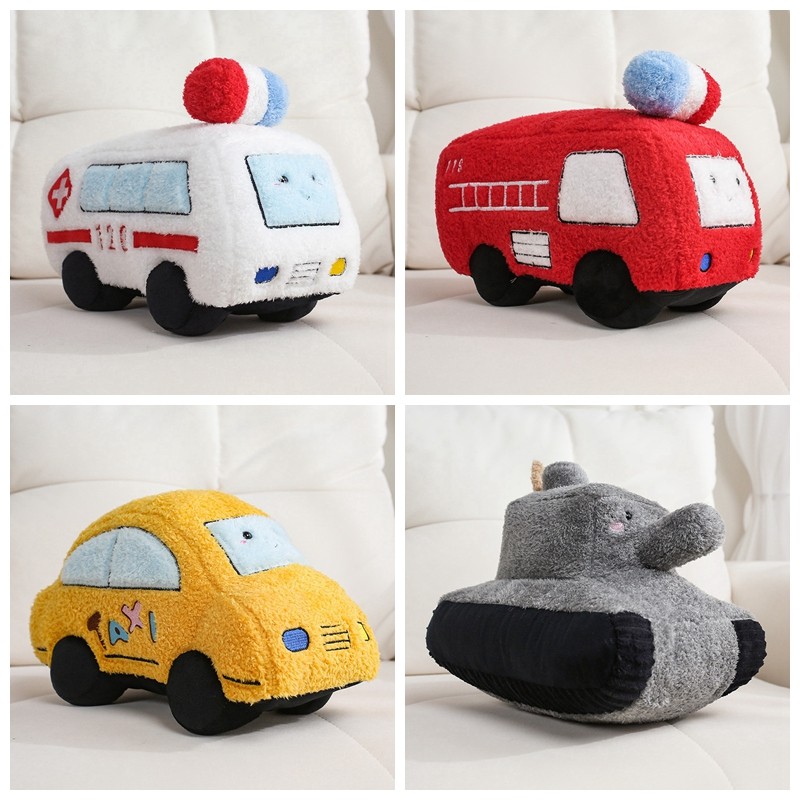 创意交通工具毛绒玩具救护消防车飞机火车小汽车卡车坦克公仔礼物