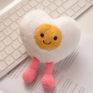 可爱心形水煮蛋毛绒玩具钥匙扣包包挂件创意玩偶生日礼物