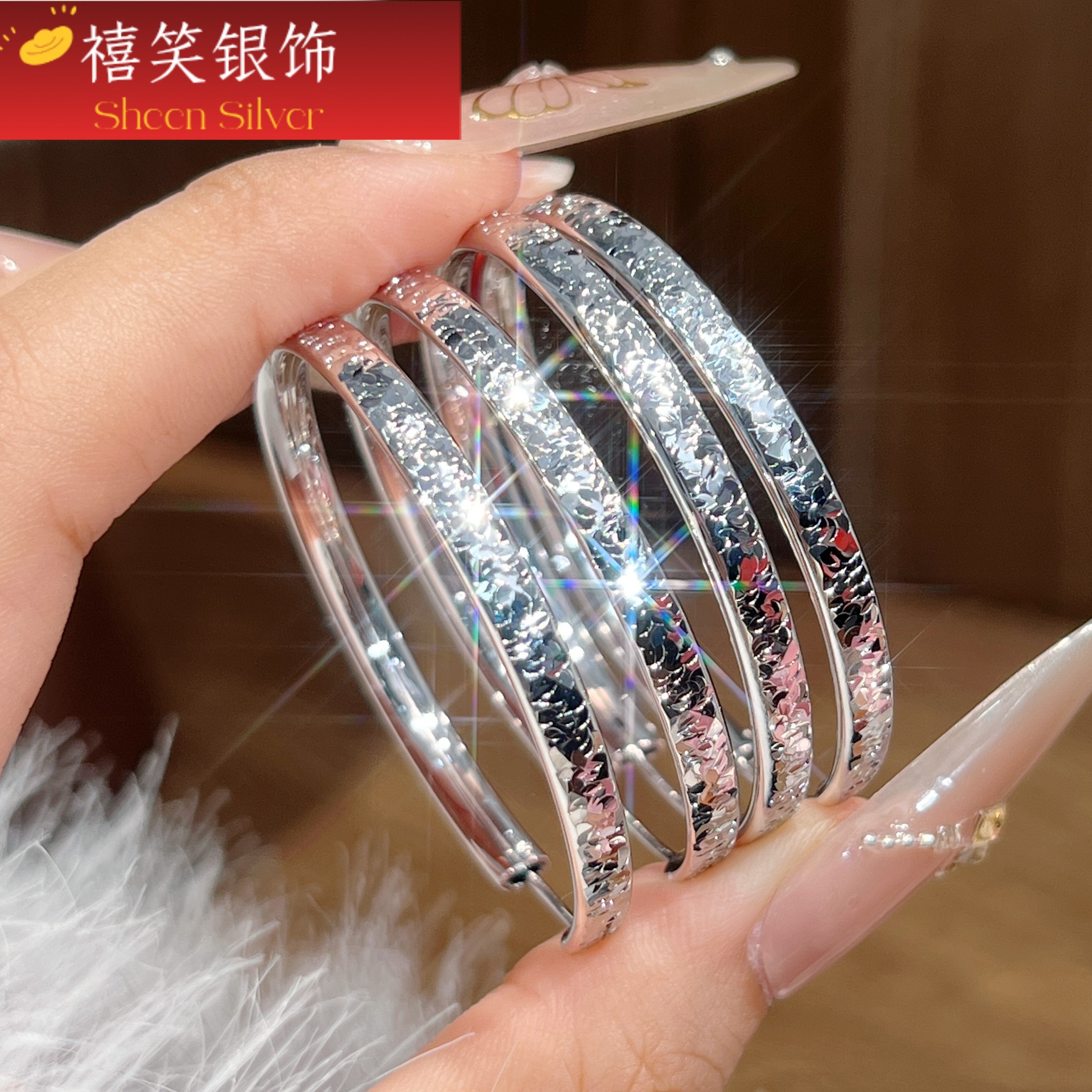 禧笑s925碎冰冰大圈耳环女小众轻奢高级纯银大圈圈耳环耳饰新年,饰品/流行首饰/时尚饰品新,银饰耳饰,淘宝优惠券,粉丝福利购,淘宝优惠卷