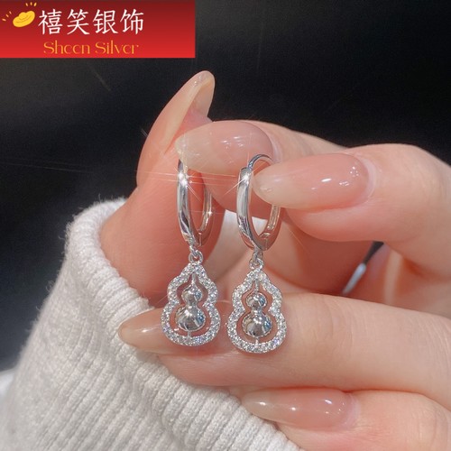 禧笑S925葫芦纯银耳扣耳环女轻奢小众高级百搭新中式耳饰耳钉礼物
