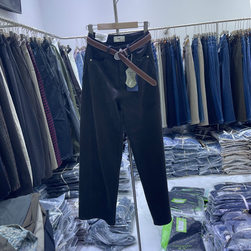 复古时尚牛仔女阔腿裤秋休闲裤子