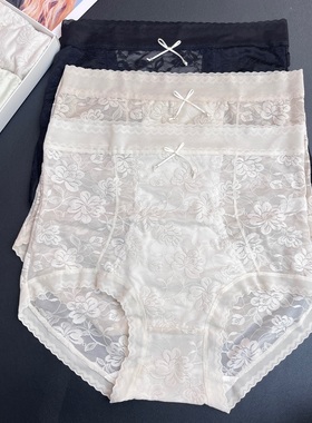 米娅林60659蕾丝收腹高腰包臀三角内裤桑蚕丝底裆抗菌透气短裤女