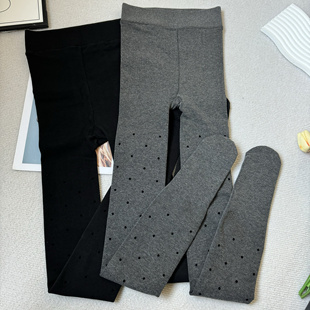 日系6806秋冬新款波点连裤袜女外穿显瘦打底裤圆点丝袜打底裤袜暖