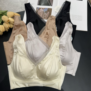 相丝保罗848无痕轻奢缎面固定杯内衣女士聚拢收副乳背心式 文胸罩