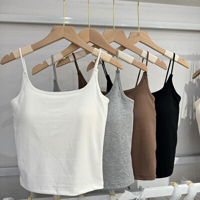 黛美芮862美拉德风方领聚拢细肩带背心休闲辣妹外穿美背内衣女潮