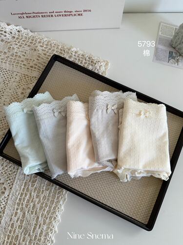 久初9523法式蕾丝A类婴儿棉少女内裤加长纯棉裆10A抑菌中腰短裤