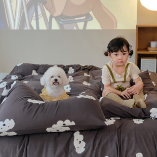 卡通全棉天竺棉四件套 床品 a类亲肤裸睡针织棉被套纯棉床单床笠款