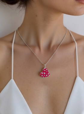NANA西太粉色桃心甜美风时尚女OL潮流个性土星吊坠短款 锁骨链
