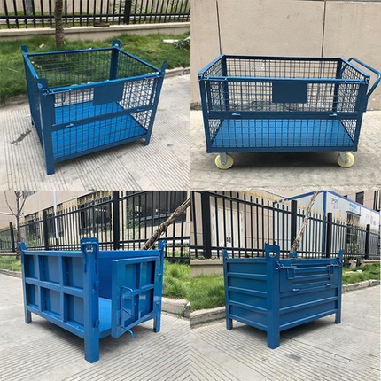 铁框重型铁板箱周转箱毛坯箱金属仓储笼铁皮屑堆垛箱推车