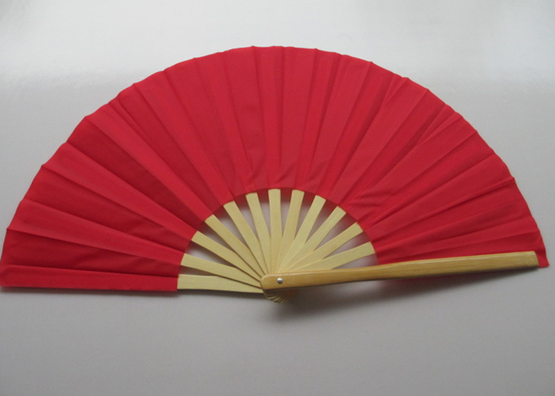 红色太极功夫扇 本色竹骨 全竹子太极扇 武术扇 表演扇 木兰响扇图片