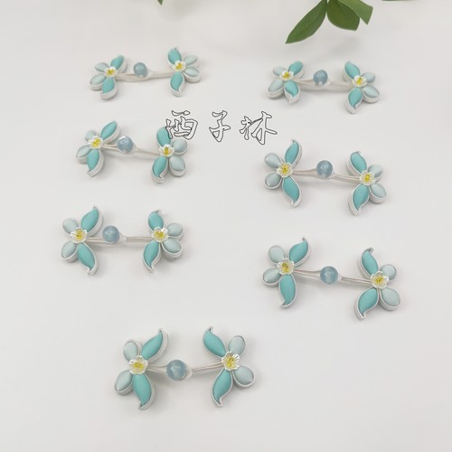 西子林旗袍盘扣【蝴蝶花扣21】宋锦盘扣定制手工盘扣一对价可改色