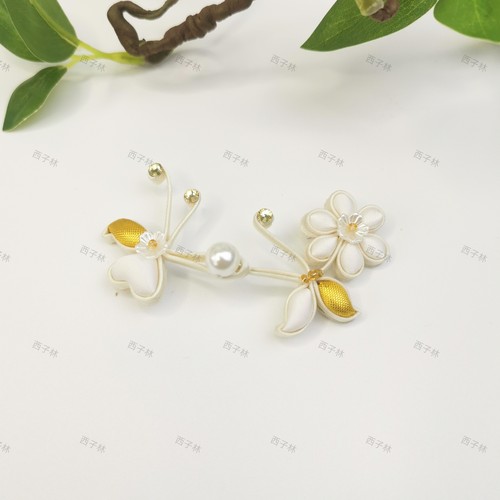 西子林旗袍盘扣【白色梅花】宋锦真丝盘扣定制手工盘扣一对价可改
