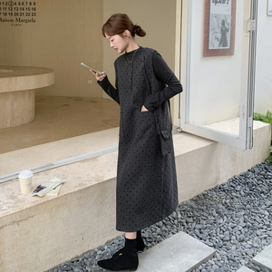 灰色T恤波点背心裙连衣裙套装女冬季2025新款韩系chic高级两件套图片