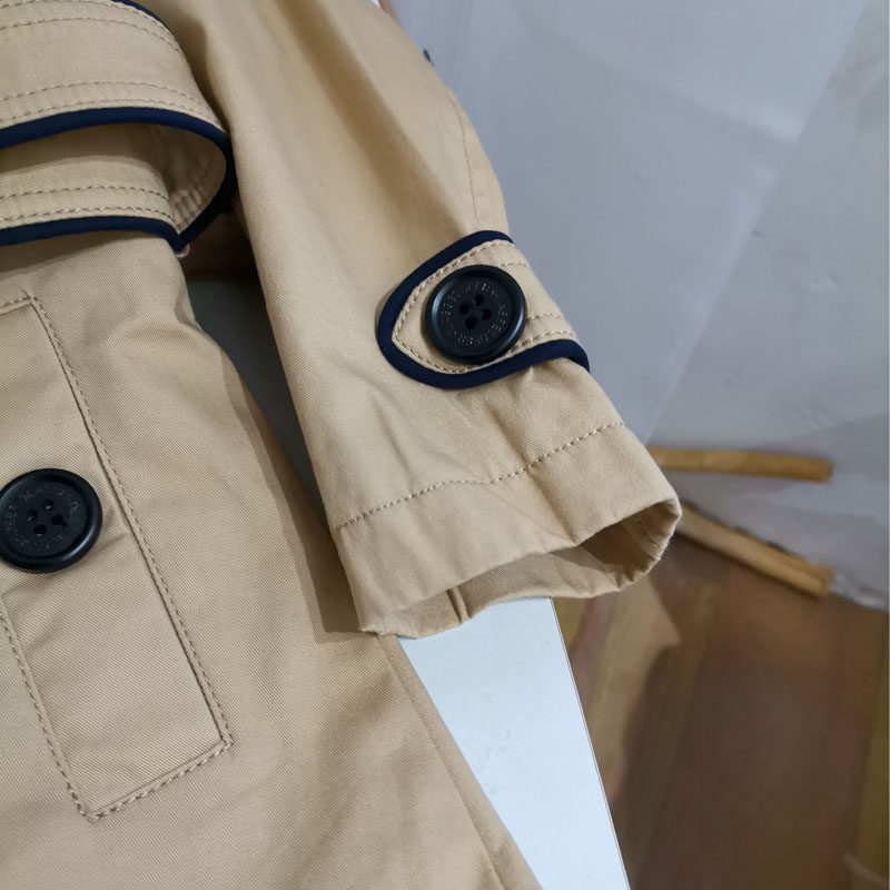 여아 스타일 중간 길이 한국식 윈드 브레이커 재킷  소녀의 긴팔 더블 레이어 코튼 윈드 브레이커 재킷 100-140