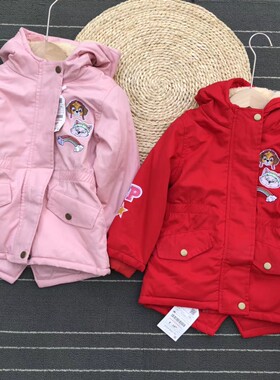 女童加毛加厚风衣外套秋冬款加厚风衣外套100-150