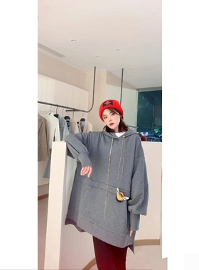 mithworld/沵媞专柜正品中长灰色连帽卫衣连衣裙国内代购（折380