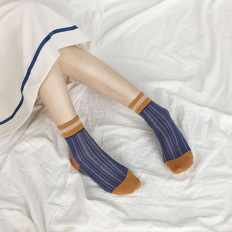 春夏季女薄款镂空网眼竖纹ins潮短袜网袜卡丝棉袜