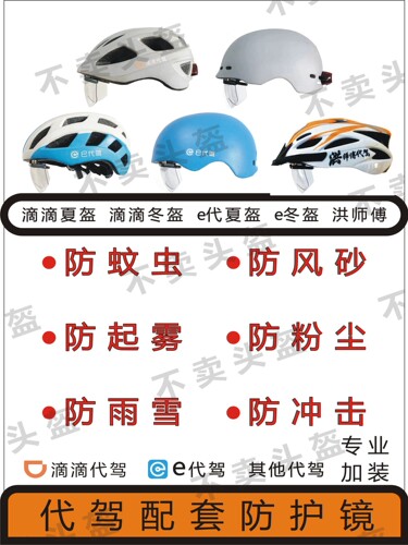 滴滴代驾E代驾洪师傅骑行头盔磁吸式加装高清防雾防护镜