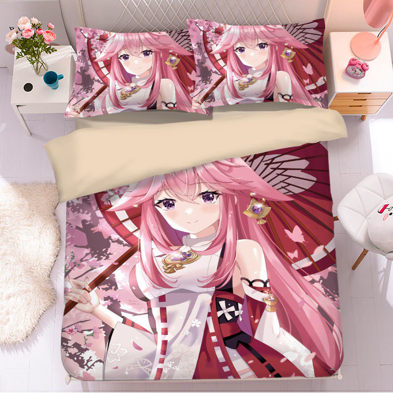 卡通美少女二次元八重樱动漫床上3四件套绅士被套宿舍单人床学生2