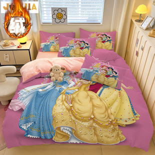 冬季 卡通白雪公主牛奶绒双面法兰绒床上3四件套学生加厚女孩宿舍2
