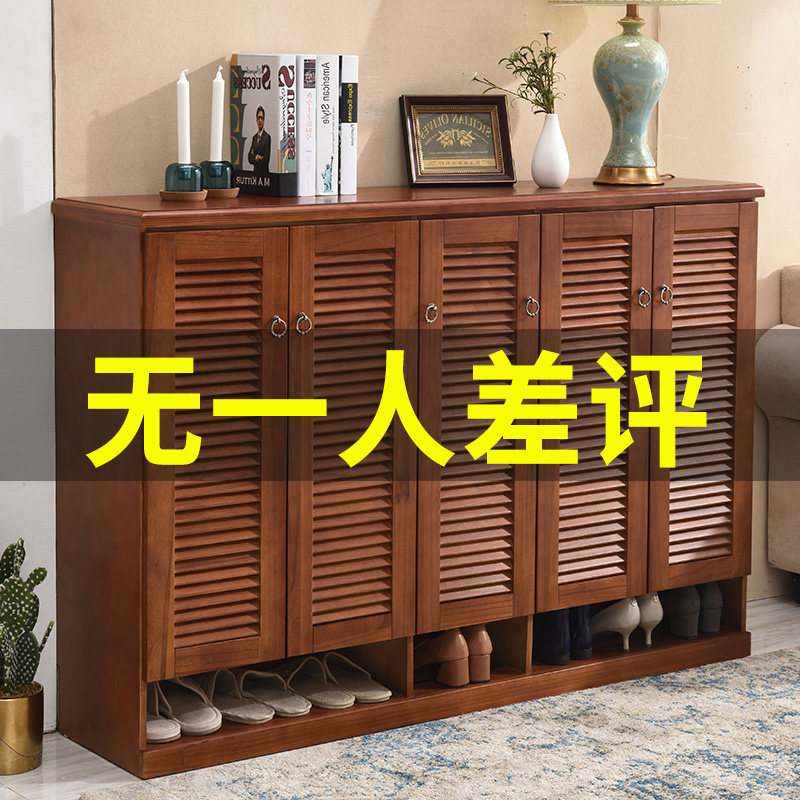欧式实木鞋柜家用门口大容量收纳柜透气门厅柜简约多层收纳玄关柜