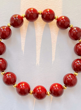 复古安可拉红人造水晶珍珠手链女款简约时尚红色喜庆本命年礼品