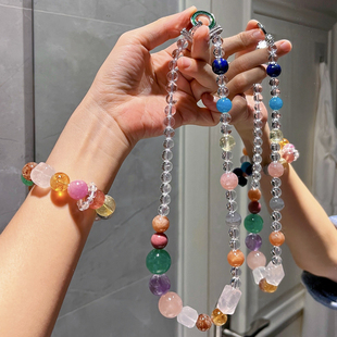 8-19mm天然粉晶白水晶紫水晶天河黄水晶多宝水晶项链原创设计精品