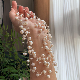 链 天然淡水珍珠满天星锁骨链多双层晚装 BOXUAN新款 项链仙女款