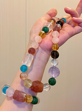 天然水晶多宝项链尺寸约12-18mm搭配天然水晶配珠朱珠同款