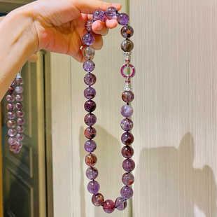 14mm大颗粒高品质天然紫幽灵项链串珠水晶锁骨链 精品系列