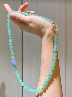 绿意盎然～天然东陵玉串珠项链水晶锁骨链时尚百搭饰品生日礼物