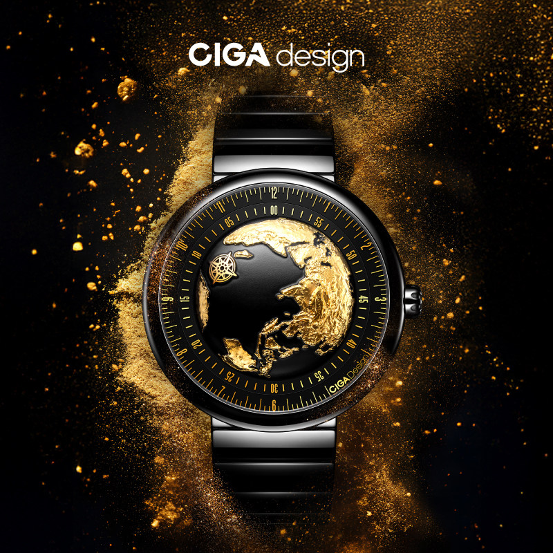 CIGA design玺佳探索系列艺术腕表蓝色星球鎏金版获GPHG机械手表