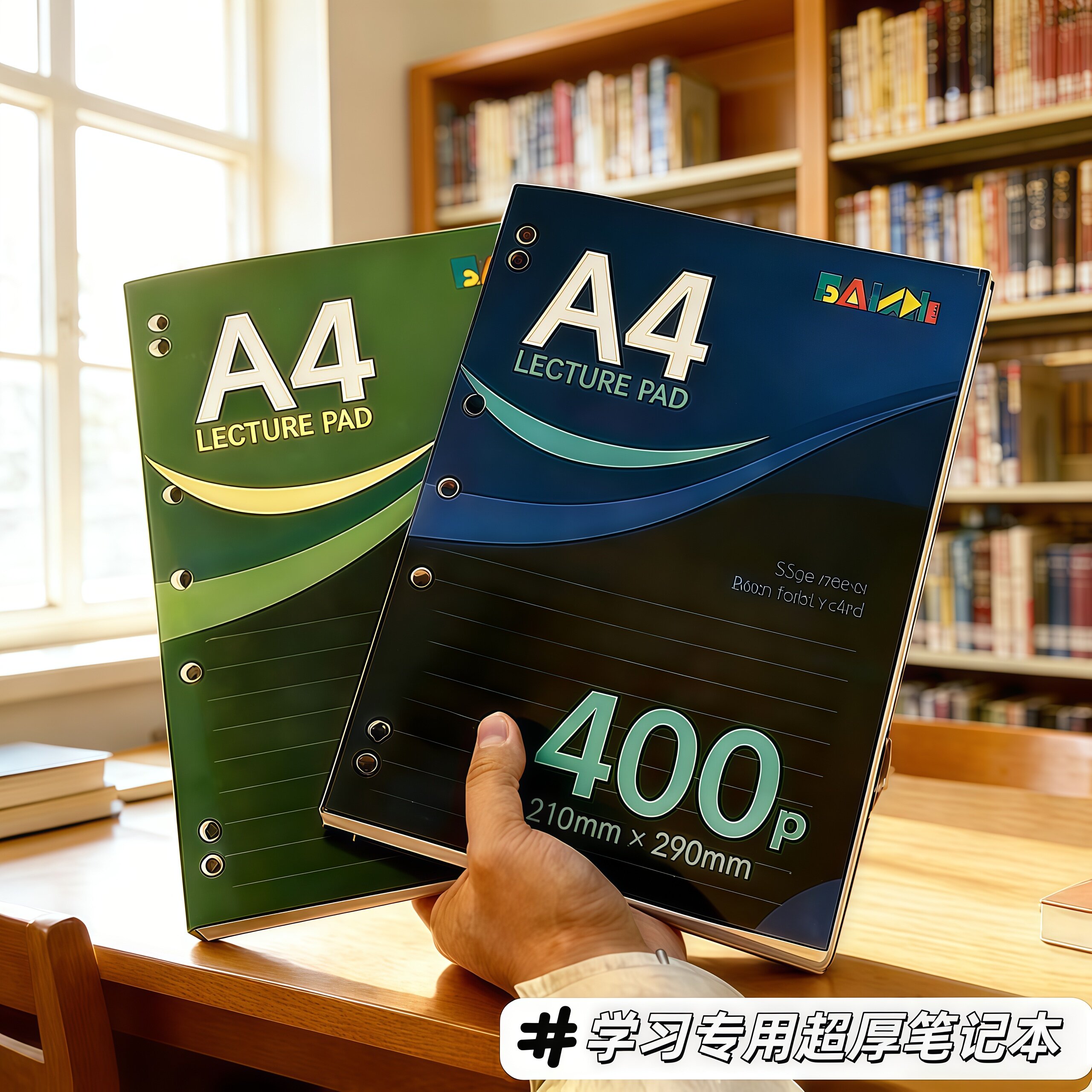 A4加厚400页薄脆本高颜值美式学生考研考公考编记事横线笔记本55g