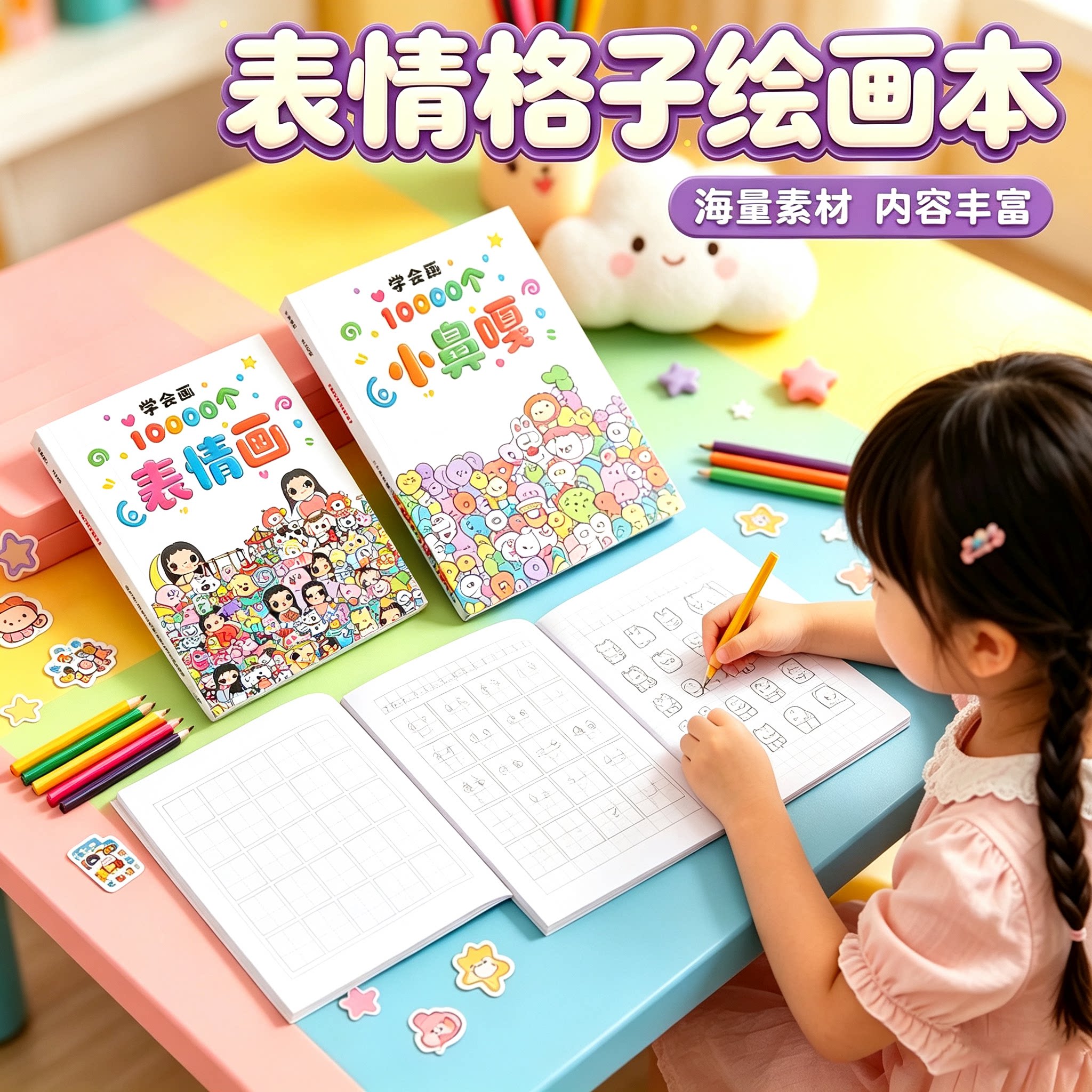 学会画小鼻嘎表情简笔画临摹本