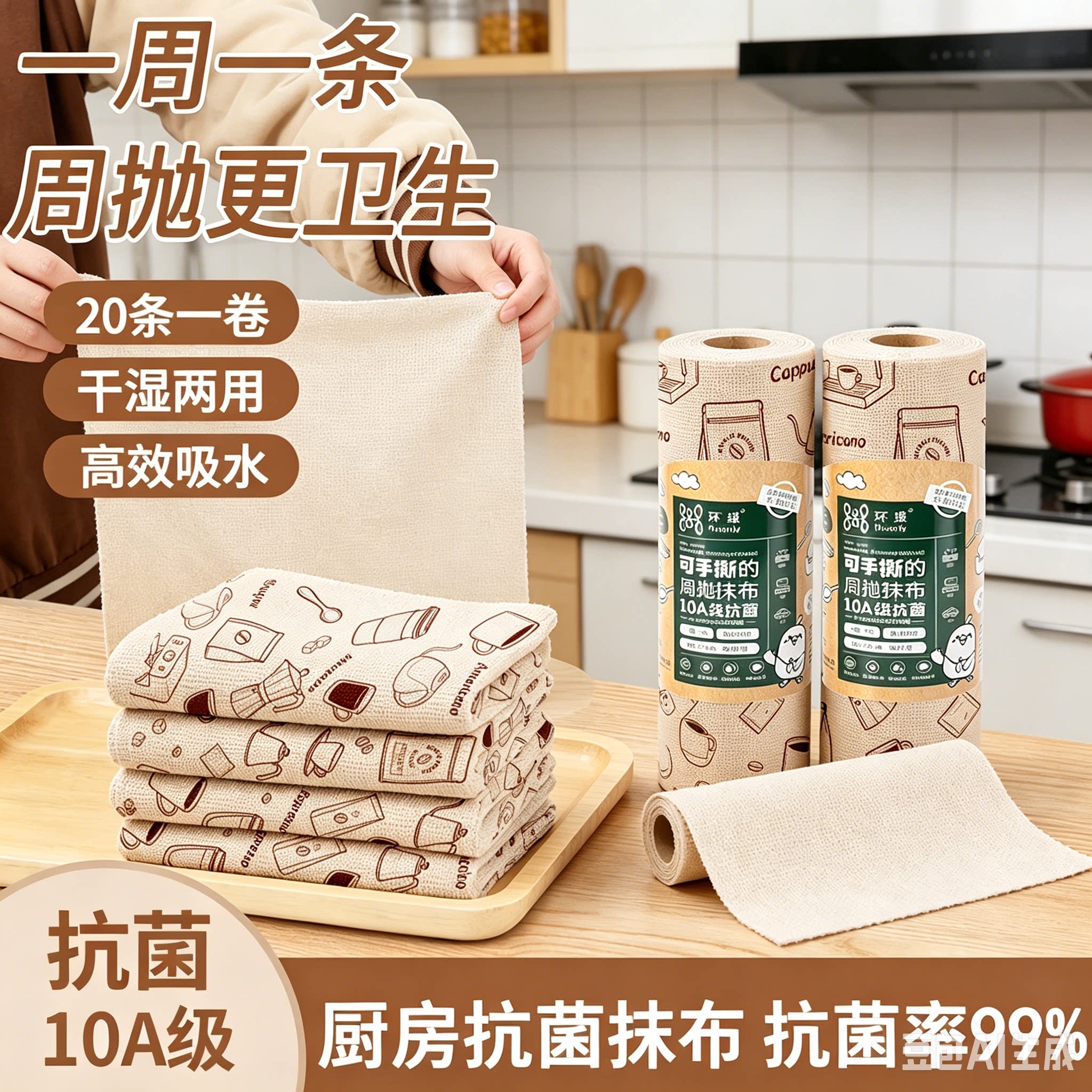 10A抗菌加厚撕撕乐周抛抹布