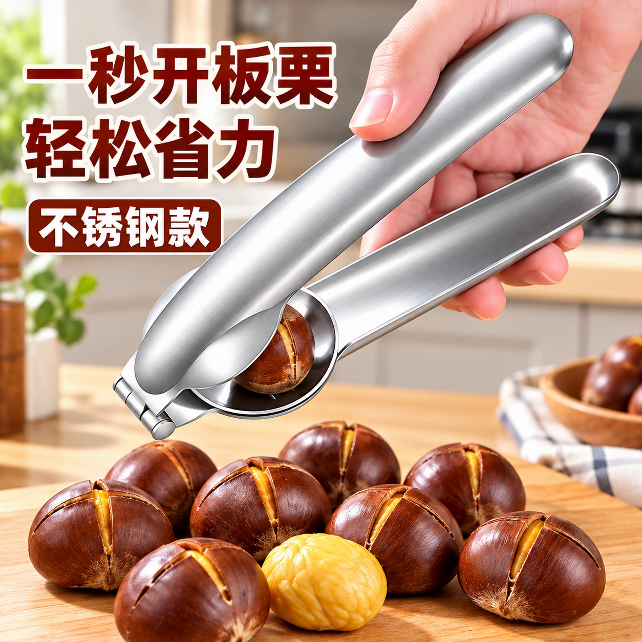 不锈钢板栗十字开口器