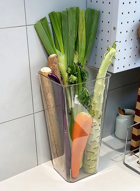 多功能大葱收纳盒铁棍山药透明收纳桶厨房姜蒜食材大容量整理筒