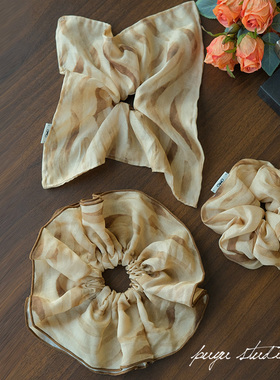 朴遇原创设计黎光纪高级天丝麻方巾发圈大肠圈后脑勺裙摆扎头头绳