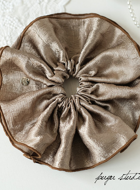 朴遇原创自制高级缎面纯色卡其色方巾大肠圈裙摆发圈皮筋头绳新款