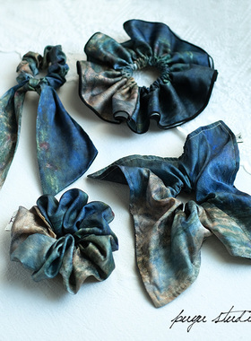 《睡莲》致敬莫奈小众油画大号裙摆发圈方巾发绳飘带拍照发饰