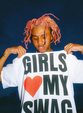GIRLS LOVE MY SWAG 美式 Y2K 嘻哈复古 短袖T恤 纯棉 说唱 情侣