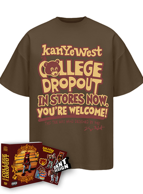 坎耶韦斯特 KANYEWEST 辍学熊 LOGO 歌词 印花 短袖T恤 嘻哈 美式